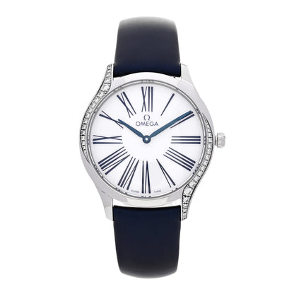 Stainless Steel Satin Diamond Bezel 36mm De Ville Tresor Quartz Watch White 428.17.36.60.04.001