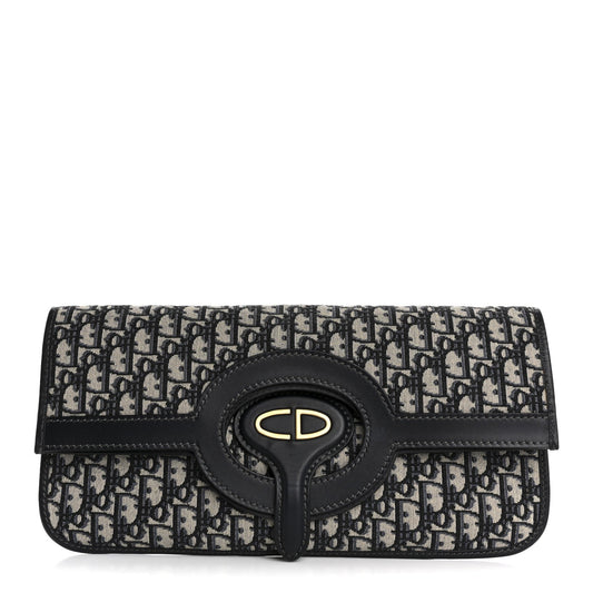 Christian Dior Oblique Fold Over Clutch Blue Rovelle Bags