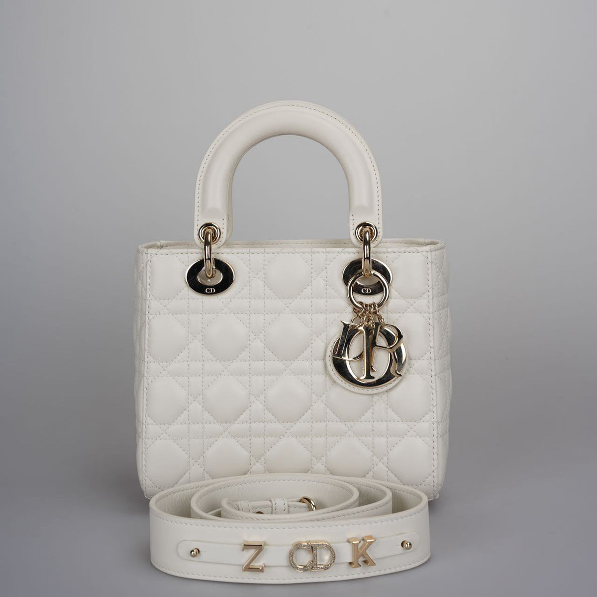 Christian Dior White Small Lady Dior Bag In Cannage Lambskin Leather With Gold Hardware 2020 Rovelle Bags
