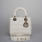 Christian Dior White Small Lady Dior Bag In Cannage Lambskin Leather With Gold Hardware 2020 Rovelle Bags