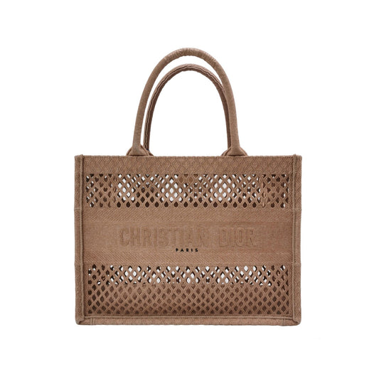 Christian Dior Book Tote Medium Beige Cutout Canvas Handbag Rovelle Bags