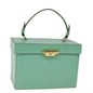 Luxury CELINE Vanity Cosmetic Pouch Leather Green Auth 74541