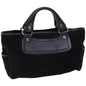 Luxury CELINE C Macadam Canvas Hand Bag Suede Black 74639