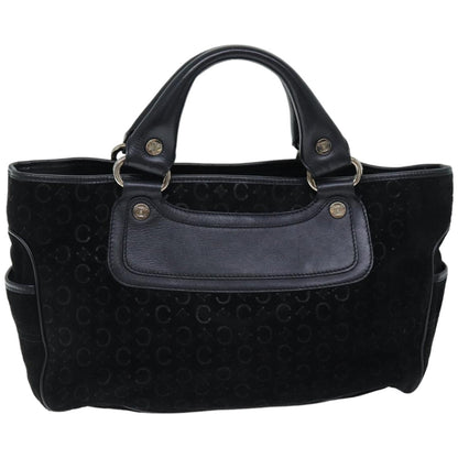 Luxury CELINE C Macadam Canvas Hand Bag Suede Black 74639