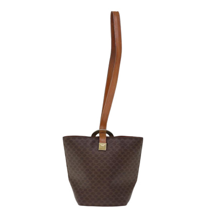Luxury CELINE Macadam Canvas Shoulder Bag PVC Brown 74685