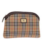 Luxury BurberrySs Nova Check Clutch Bag Canvas Beige Auth 74811