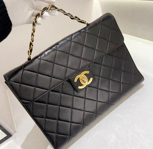 Chanel Rare Gold Top Handle Business Portfolio Briefcase Rovelle Bags