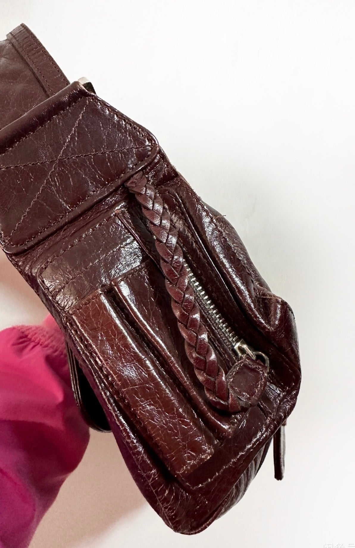 Dior Flight Medium Shoulder Bag Wine Burgundy Crumpled Patent Lambskin Leather Rovelle Bags