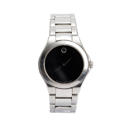 Movado Stainless Steel Museum 28 MM Quartz Watch Black Dial