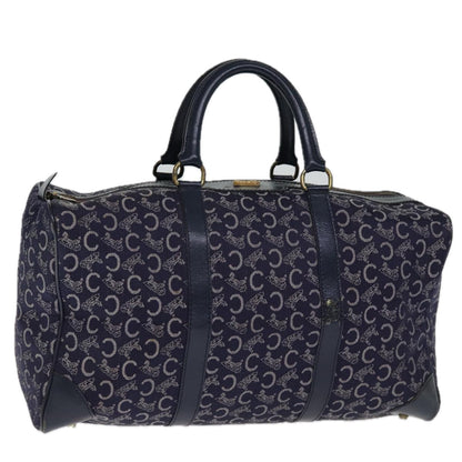 Luxury CELINE C Macadam Canvas Boston Bag Navy 74992