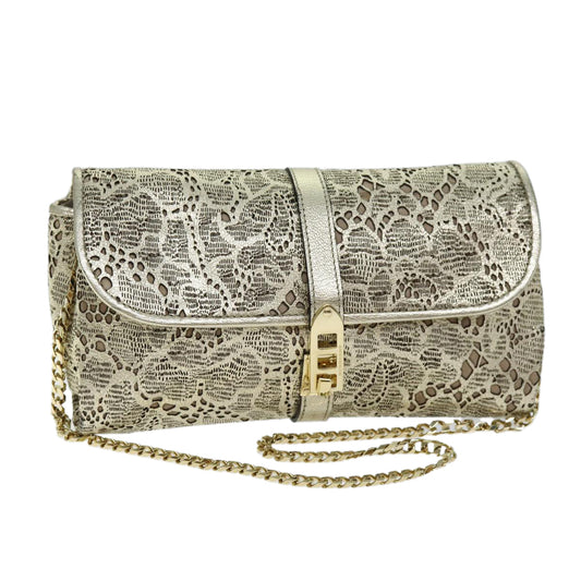 Burberry Chain Auth Leather Gold Shoulder Bag