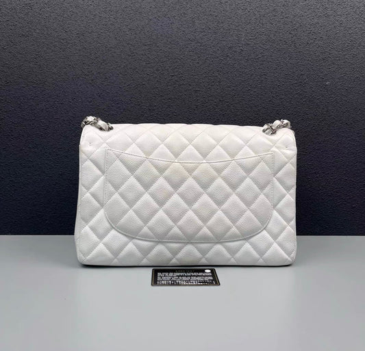 Chanel White Caviar Jumbo Double Flap Rovelle Bags
