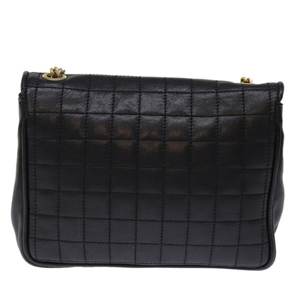 Luxury CELINE Chain Shoulder Bag Leather Black 75054