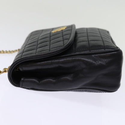 Luxury CELINE Chain Shoulder Bag Leather Black 75054