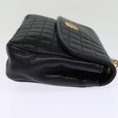 Luxury CELINE Chain Shoulder Bag Leather Black 75054
