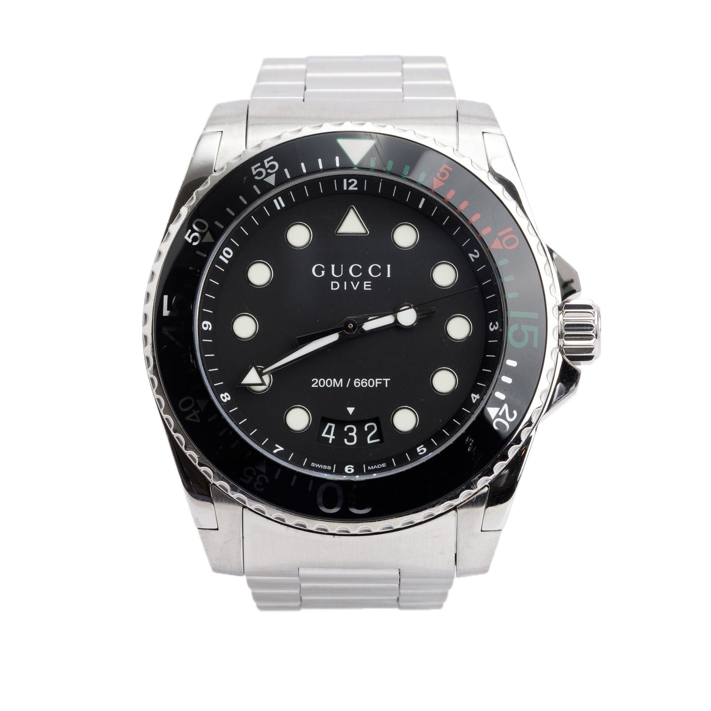 Gucci Stainless Steel Dive XL 45 MM Quartz Watch Black Dial YA136208