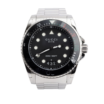 Gucci Stainless Steel Dive XL 45 MM Quartz Watch Black Dial YA136208