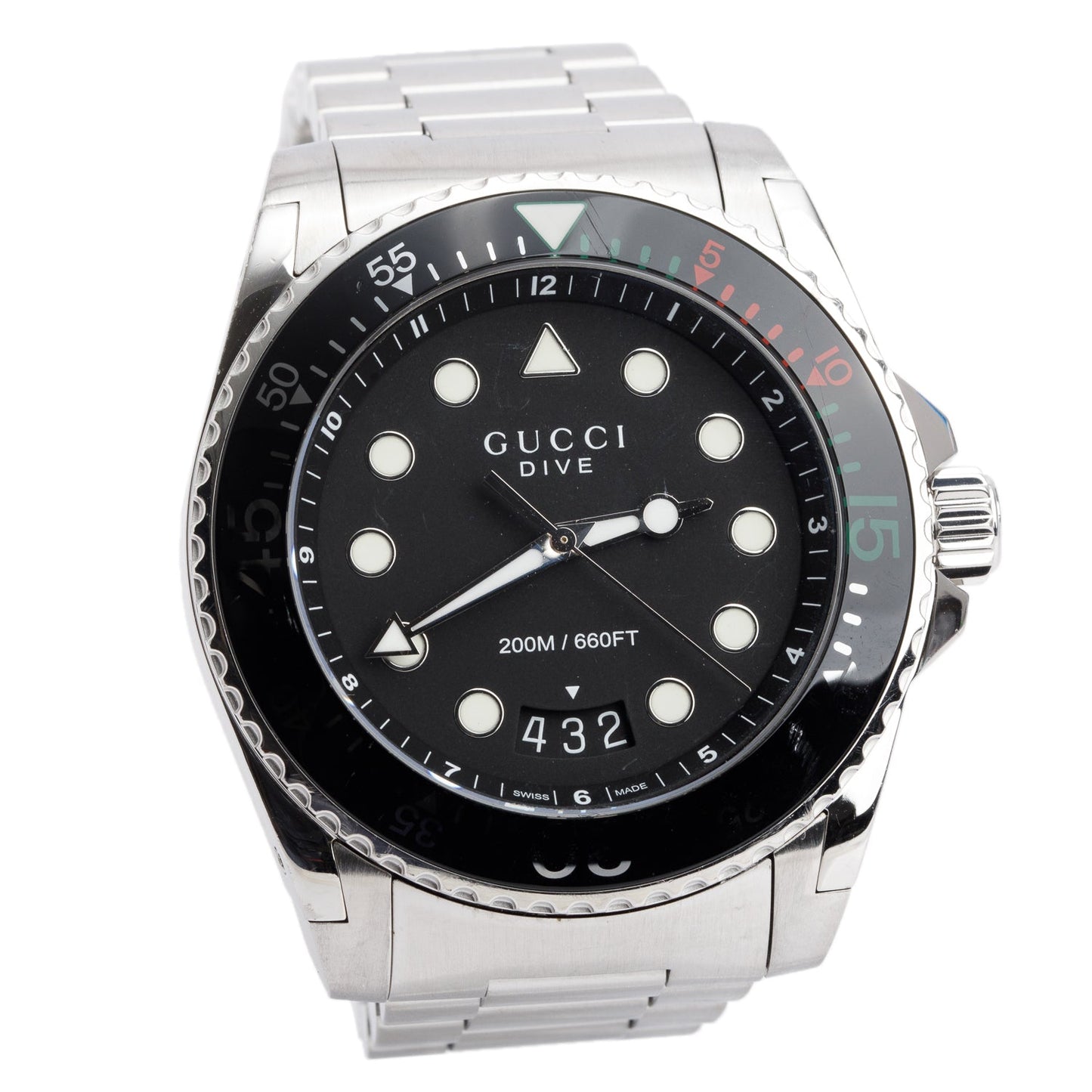 Gucci Stainless Steel Dive XL 45 MM Quartz Watch Black Dial YA136208