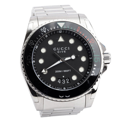 Gucci Stainless Steel Dive XL 45 MM Quartz Watch Black Dial YA136208
