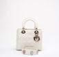 Christian Dior White Small Lady Dior Bag In Cannage Lambskin 2017 Rovelle Bags