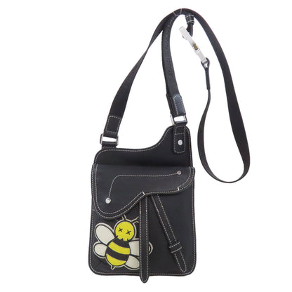 Christian Dior Shoulder Bag Calfskin black Bee Saddle Women Rovelle Bags