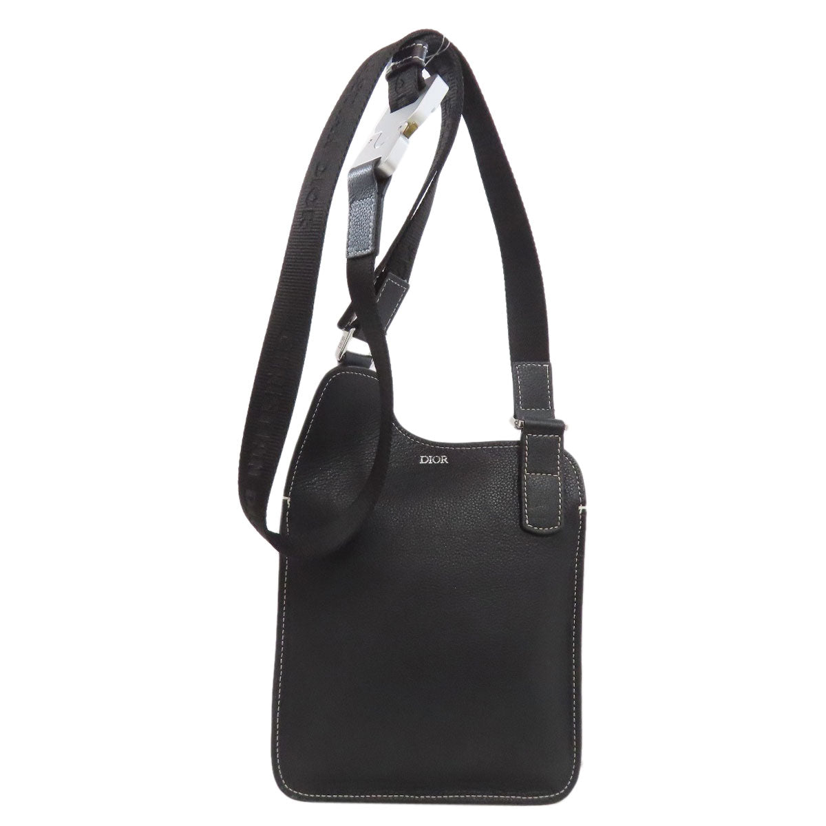 Christian Dior Shoulder Bag Calfskin black Bee Saddle Women Rovelle Bags