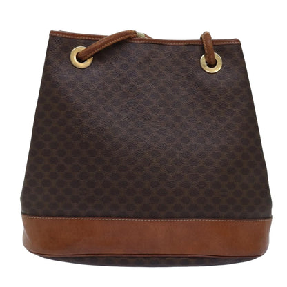 Luxury CELINE Macadam Canvas Shoulder Bag PVC Brown 75369