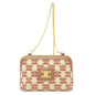 CELINE Shoulder Bag canvas Brown Triomphe Clutch with Chain
