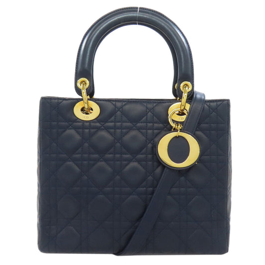 Christian Dior Handbag Calfskin Navy Lady Dior 2WAY Women Rovelle Bags