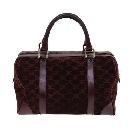Luxury CELINE Macadam Canvas Boston Bag Bordeaux 75617