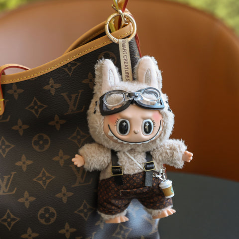 (Baby + clothes) Sitting party baby clothes plush vinyl face doll bag pendant girl gift