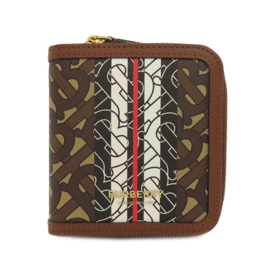 BURBERRY Bifold Wallet leather Brown TB logo pattern Women