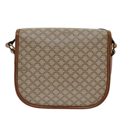 Luxury CELINE Macadam Canvas Shoulder Bag Beige 75626