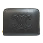 CELINE Coin case leather black Triomphe