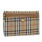 Luxury BurberrySs Nova Check Clutch Bag Canvas Beige Auth 75664