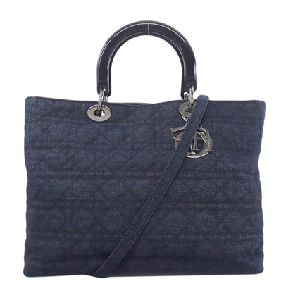 Christian Dior Handbag denim Navy Lady Dior Cannage Tote 2WAY Rovelle Bags