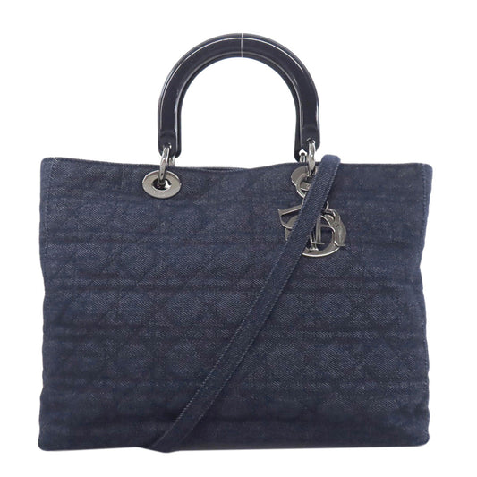 Christian Dior Handbag denim Navy Lady Dior Cannage Tote 2WAY Rovelle Bags