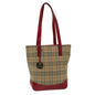 Luxury Burberry Nova Check Tote Bag Canvas Beige Red Auth 75837