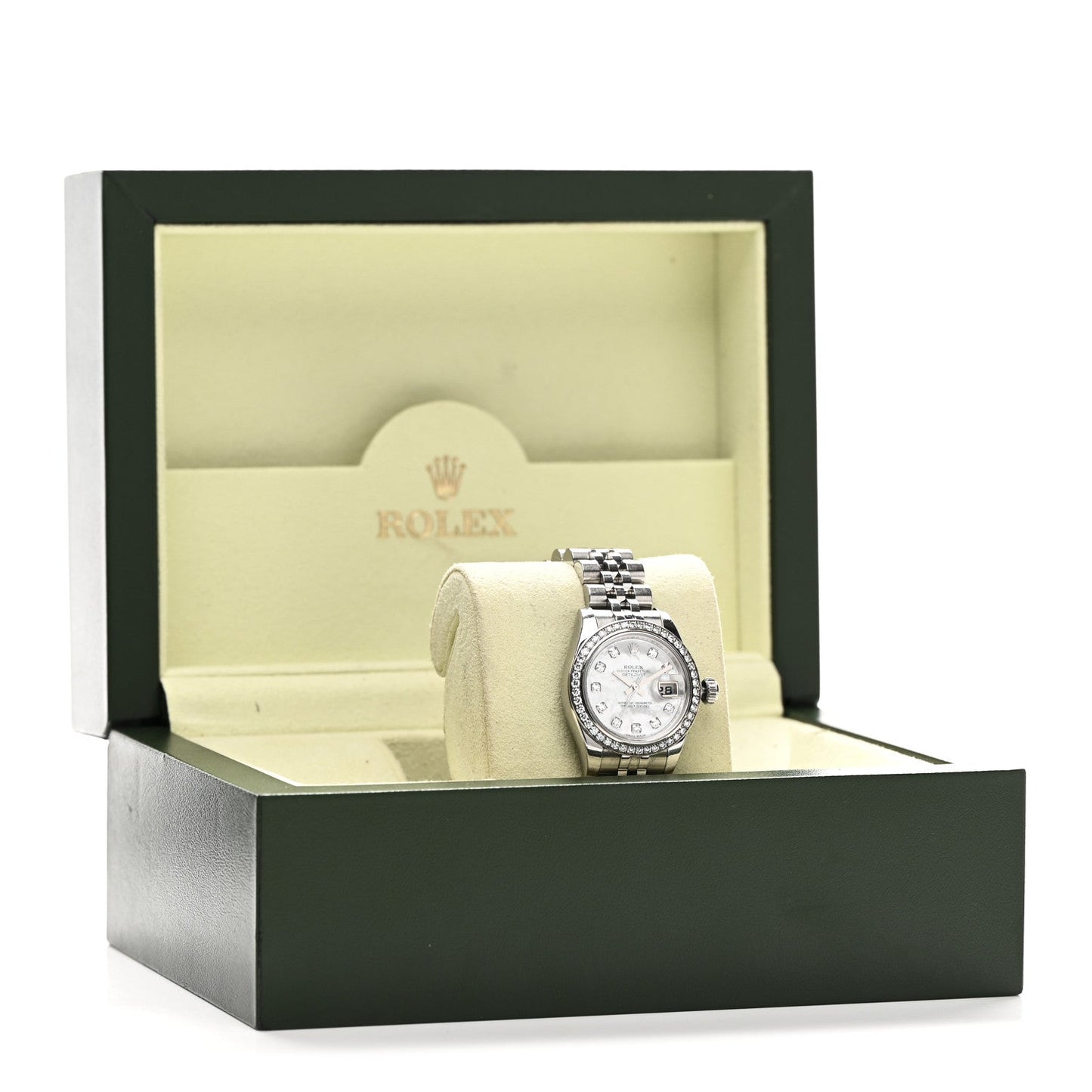 Stainless Steel 18K White Gold Diamond Mother of Pearl 26mm Oyster Perpetual Datejust Watch 179384