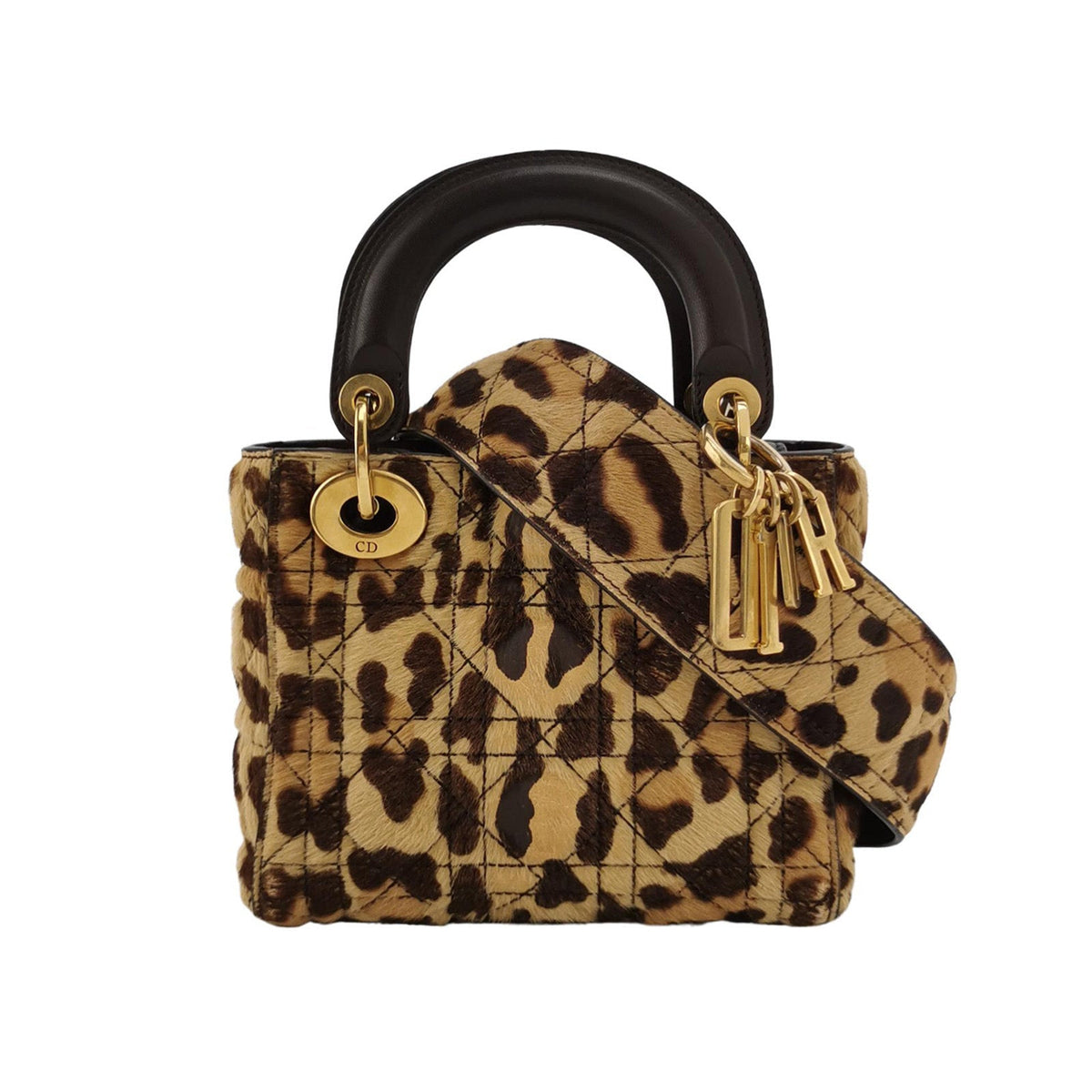 Lady Dior Mini Handbag Pony-style Calfskin Leather Leopard Print Rovelle Bags