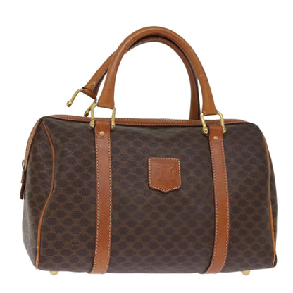 Luxury CELINE Macadam Canvas Boston Bag PVC Leather Brown 76018