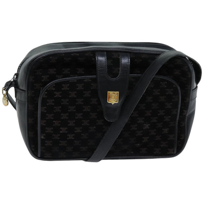 Luxury CELINE Macadam Canvas Shoulder Bag Black 76081