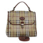 Luxury BurberrySs Nova Check Hand Bag PVC Leather 2way Beige Auth 76101