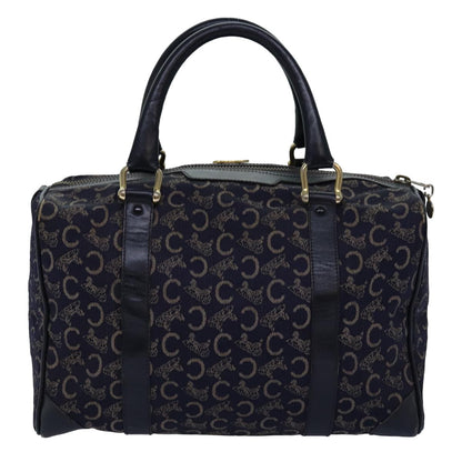 Luxury CELINE C Macadam Canvas Boston Bag Navy 76140