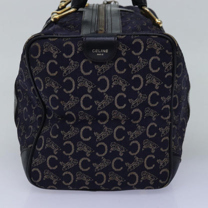 Luxury CELINE C Macadam Canvas Boston Bag Navy 76140