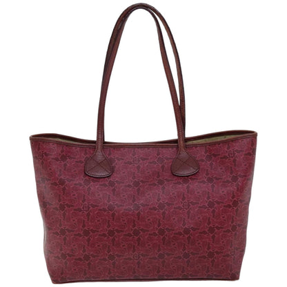 Luxury CELINE Horse Carriage Macadam Canvas Tote Bag PVC Leather Bordeaux 76141