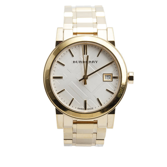 Burberry Gold-Plated Stainless Steel BU9103 34 MM The City Quartz Watch Silver Dial