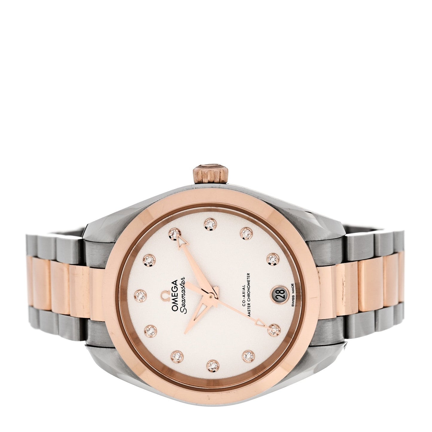 Stainless Steel 18K Sedna Gold Diamond 34mm Seamaster Aqua Terra Co-Axial Automatic Watch Silver 220.20.34.20.52.001