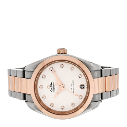 Stainless Steel 18K Sedna Gold Diamond 34mm Seamaster Aqua Terra Co-Axial Automatic Watch Silver 220.20.34.20.52.001