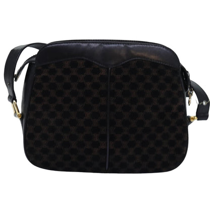 Luxury CELINE Triomphe Canvas Shoulder Bag Suede Black 76792